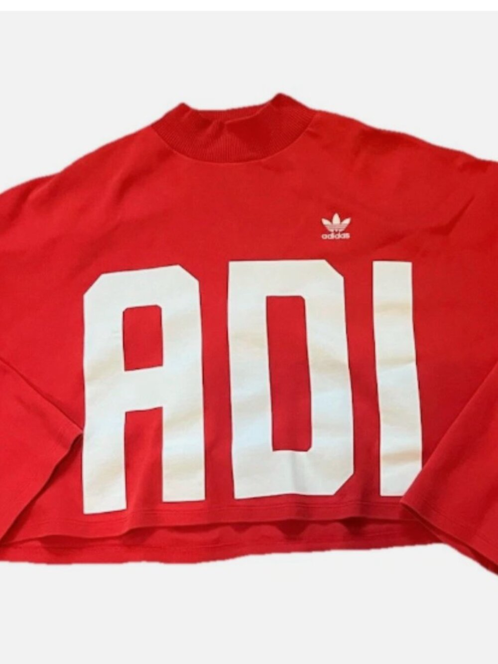 Adidas Originals Cropped Sweatshirt Red Trefoil ADI DAS Large